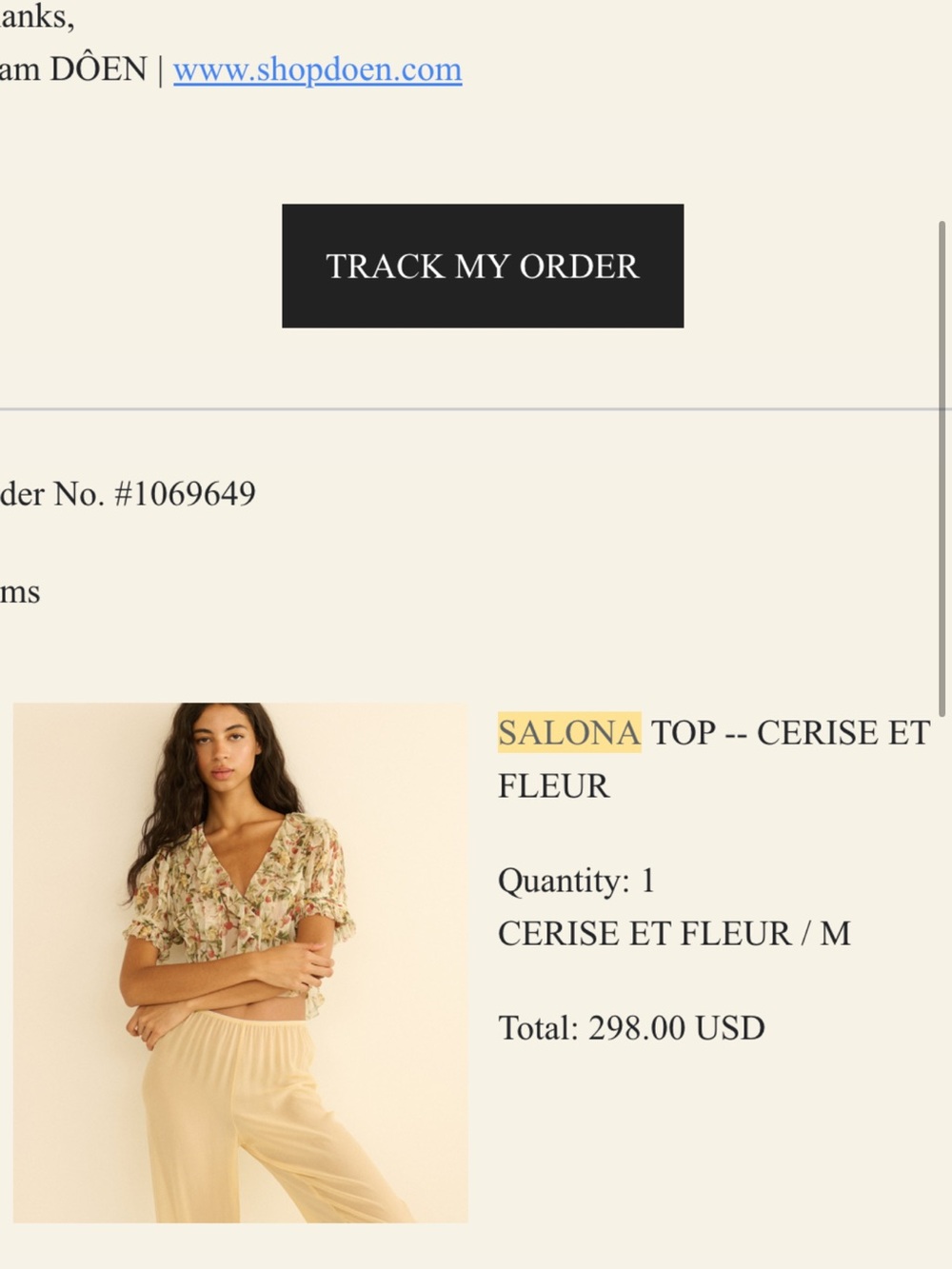 Doen Salona Top in Cerise et fleur Medium - Picture 4 of 7